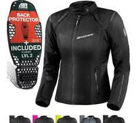 SHIMA RUSH Motorrad Jacke Damen mit Protektoren Textil | AIRFORCE Rückenprotektor | Wasserdicht Motorradjacke Sommer Motorradkombi Motorradhose Mesh Touren (Schwarz, Frauen, Schutzjacken, Größe 3XL)