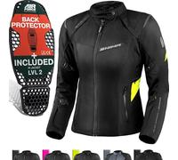 SHIMA RUSH Motorrad Jacke Damen mit Protektoren Textil | AIRFORCE Rückenprotektor | Wasserdicht Motorradjacke Sommer Motorradkombi Motorradhose Mesh Touren (Neon, Frauen, Schutzjacken, Größe XS)