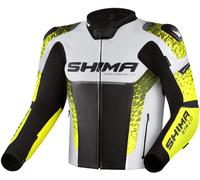 SHIMA STR 2.0 Motorrad Lederjacke, schwarz/weiß/gelb, Größe 48