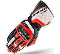 SHIMA STR-2 Motorradhandschuhe Herren - Touchscreen, Sommer, Sport Leder Handschuhe mit Carbon Knöchelprotektor, Handflächen- und Fingerschieber, Verstärkte Handfläche (Red Fluo, XL)