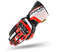 SHIMA STR-2 Motorradhandschuhe Herren - Touchscreen, Sommer, Sport Leder Handschuhe mit Carbon Knöchelprotektor, Handflächen- und Fingerschieber, Verstärkte Handfläche (Red Fluo, XL)