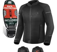 SHIMA X-MESH Motorrad Jacke Herren mit Protektoren AIRFORCE Rückenprotektor Motorradjacke Sommer Mesh Belüftet Textiljacke Schutzjacken Protektorenjacke Luftige (Männer, Schwarz, 4XL)