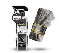 ShinyChiefs GRAPHENE SPRAY SET - Autolack Sprühversiegelung mit Graphene Harzen - Langanhaltender Schutz von Wachs und Versiegelung - hydrophober Schutz mit Hochglanz-Effekt, 500ml & Microfasertuch