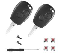 ShnminEU 2 stück Autoschlüssel Dacia schlüssel gehäuse für Renault Duster Logan Logdy Sandero Funkschlüsselgehäuse mit 4 Tasten-Schalter Klinge mit Nut Modell mit Batteriefach