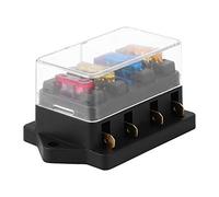 Sicherungshalter 4 Fach 12V 24V Wasserdicht Sicherungskasten Sicherungsträger mit 4 Stück Flachsicherungen Sicherung Sicherungsdose (5A/10A/15A/20A) für Auto Boot Wohnmobil