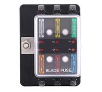 Sicherungshalter Flachsicherung Blade Box Auto Sicherungskasten kfz 12V 6 Wege Schaltung Blatt Sicherungskastenblockhalter mit LED Warnleuchten für Auto Van Boot Marine