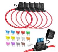 Sicherungshalter Kfz 16AWG 5 Stück, 12V Inline Auto Flachsicherungshalter Wasserdicht Kfz Sicherungshalter für Car, LKW, Motor, Mit 14pcs Standard Sicherungen