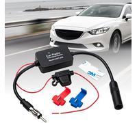 SIGANDG Autoradio Antennenverstärker,Universell 12V - 24V Auto FM Antennenverstärker,Hohe Verstärkung, Geringes Rauschen, 25dB, mit Kleber und Roter Clip, für Autoradio Auto FM Radio Antenne