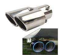Silber Auto Edelstahl Auspuffblende Doppelrohr Blende Rohr Endrohre Universal