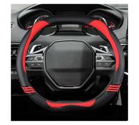 SIMICASE Lenkradabdeckung Carbon Fiber Leder Auto Lenkrad Abdeckung Für Peugeot 508 3008 GT 4008 5008 2017 2018 2019 Für E 2008 2020 2021 Auto Zubehör Lenkradbezug Leder(Rot)