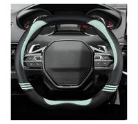 SIMICASE Lenkradabdeckung Carbon Fiber Leder Auto Lenkrad Abdeckung Für Peugeot 508 3008 GT 4008 5008 2017 2018 2019 Für E 2008 2020 2021 Auto Zubehör Lenkradbezug Leder(GRÜN)