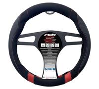 Simoni Racing Lenkradbezug Good Vibe R - Schwarz Ökoleder/Mikrofaser/Karbonoptik + Rote Einsätze - 37-39cm