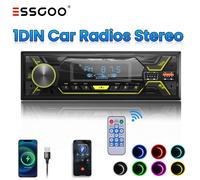 Single 1DIN Autoradio mit Bluetooth BT Freisprech 7 Farben MP3 Player USB Aux AM