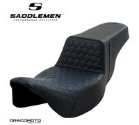 SITZBANK HARLEY TOURING SADDLEMEN Step-Up A808-07B-178BLU 2-Up Seat Schwarz G...