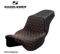 SITZBANK HARLEY TOURING SADDLEMEN Step-Up A808-07B-178ORA 2-Up Seat Schwarz G...