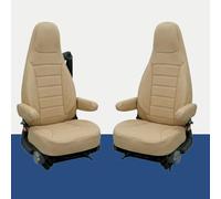 Sitzbezüge kompatibel Aguti GIS Liner & Milan Wohnmobil, 2-teiliges Set mit Armlehnen, geeignet für Sitze mit integriertem Gurt,passend Pössl,Knaus,Adria,Carthago (Beige/Kunstleder)