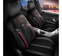Sitzbezüge passend für Ford Transit Nugget in Schwarz-Rot mit Rückentasche