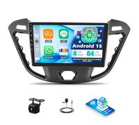 SIXTOP 4+64GB 9 Zoll Android 15 Autoradio für Ford Transit/Tourneo Custom 2013-2021 Doppel Din Radio mit Wireless CarPlay Android Auto GPS WiFi Bluetooth FM/RDS Rückfahrkamera Lenkradsteuerung EQ