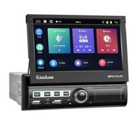 SIXWIN 1 Din Carplay/Android Auto/Mirror Link Autoradio mit 7 Zoll Automatisch Ausfahrbares Touchscreen,1 Din Autoradio mit Bildschirm mit Bluetooth FM USB AUX TF+Externes Mikrofon+Rückfahrkamera