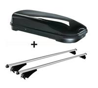 Skibox schwarz VDP JUFL580 580 Liter abschließbar + Alu-Relingträger Tiger XL aufliegende Reling im Set für Fiat 500X ab 15