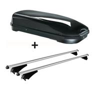 Skibox schwarz VDP JUFL580 580 Liter abschließbar + Alu-Relingträger Tiger XL aufliegende Reling im Set für BMW X5 E70 10-13