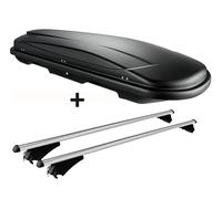 Skibox schwarz VDP JUXT 400 lit + Relingträger Alu kompatibel mit Mercedes C S205 Kombi ab 14