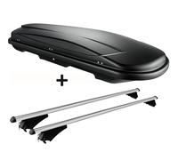 Skibox schwarz VDP JUXT 400 lit + Relingträger Alu kompatibel mit Mercedes C S205 Kombi ab 14