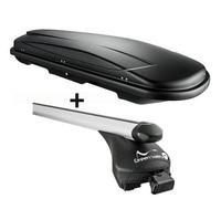 Skibox schwarz VDP JUXT400 lit + Relingträger Alu kompatibel mit Mercedes GLC ab 2015 bis