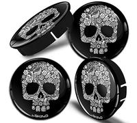 SkinoEu 4 x 60mm Silikon Nabenkappen Kappen Totenkopf Totenschädel Felgendeckel Radkappen Radnabendeckel Nabendeckel Auto Tuning C 80