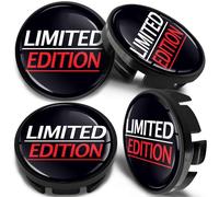 SkinoEu 4 x 65mm Nabendeckel Felgendeckel Radnabenabdeckung Nabenkappen Felgenkappen Radkappen Alufelgen Kompatibel mit VW 3B7 601 171 / 6U7 601 171 Limited Edition Schwarz Rot CV 53