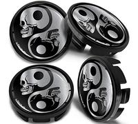 SkinoEu 4 x 65mm Nabendeckel Felgendeckel Radnabenabdeckung Nabenkappen Felgenkappen Radkappen Alufelgen Kompatibel mit VW 3B7 601 171 / 6U7 601 171 Schädel Silber CVZ 2