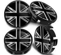 SkinoEu 4 x 65mm Nabendeckel Felgendeckel Radnabenabdeckung Nabenkappen Felgenkappen Radkappen Alufelgen Kompatibel mit VW 3B7 601 171 / 6U7 601 171 UK Großbritannien Flagge Schwarz CV 29