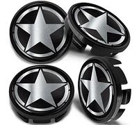 SkinoEu 4 x 65mm Nabendeckel Felgendeckel Radnabenabdeckung Nabenkappen Felgenkappen Radkappen Alufelgen Kompatibel mit VW 3B7 601 171 / 6U7 601 171 Schwarz Silber CV 43