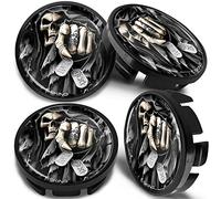 SkinoEu 4 x 65mm Nabendeckel Felgendeckel Radnabenabdeckung Nabenkappen Felgenkappen Radkappen Alufelgen Kompatibel mit VW 3B7 601 171 / 6U7 601 171 Schädel CV 33