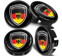 SkinoEu 4 x 65mm Nabendeckel Felgendeckel Radnabenabdeckung Nabenkappen Felgenkappen Radkappen Alufelgen Kompatibel mit VW 3B7 601 171 / 6U7 601 171 Schwarz Rot Gelb CV 78