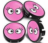 SkinoEu 4 x 65mm Nabendeckel Felgendeckel Radnabenabdeckung Nabenkappen Felgenkappen Radkappen Alufelgen Kompatibel mit VW 3B7 601 171 / 6U7 601 171 Augen Rosa CV 44