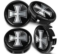 SkinoEu 4 x 65mm Nabendeckel Felgendeckel Radnabenabdeckung Nabenkappen Felgenkappen Radkappen Alufelgen Kompatibel mit VW 3B7 601 171 / 6U7 601 171 Schwarz Silber CVZ 6