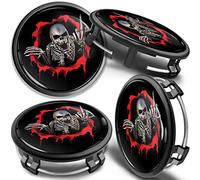 SkinoEu 4 x 75 mm Nabendeckel Felgendeckel Kompatibel mit Mercedes Benz Radnabenabdeckung Nabenkappen Felgenkappen Radkappen Alufelgen B66470207 / B66470200 Schädel Schwarz cm 20