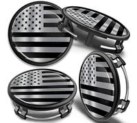 SkinoEu 4 x 75 mm Nabendeckel Felgendeckel Kompatibel mit Mercedes Benz Radnabenabdeckung Nabenkappen Felgenkappen Radkappen Alufelgen B66470207 / B66470200 USA Flagge Silber cm 16