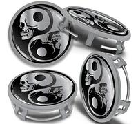 SkinoEu 4 x 75 mm Nabendeckel Felgendeckel Kompatibel mit Mercedes Benz Radnabenabdeckung Nabenkappen Felgenkappen Radkappen Alufelgen B66470207 / B66470200 Schädel CMS 5