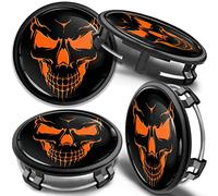 SkinoEu 4X 75mm Nabendeckel mit Totenkopf 3D Gel Emblem aus Felgendeckel Alufelgen Auto Tuning Zubehör passgenau Kratzfest wetterbeständig B66470207/B66470200 cm (cm 65 Schwarz Schädel)