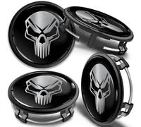 SkinoEu 4X 75mm Nabendeckel mit Totenkopf 3D Gel Emblem aus Felgendeckel Alufelgen Auto Tuning Zubehör passgenau Kratzfest wetterbeständig B66470207/B66470200 cm (cm 35 Totenkopf Schädel)