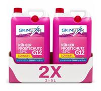 SkinStar Kühlerfrostschutz G12-35°C 10L Kühlmittel gebrauchsfertig Auto | Gebrauchsfertiges Motorkühlmittel rosa: Frostschutz bis -35°C, silikatfrei, Long Life für 250.000 km oder 5 Jahre