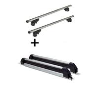 Skiträger Silver Ice ausziehbar + Dachträger/Relingträger VDP LION1 kompatibel mit Skoda Karoq (5 Türer) ab 18