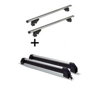 Skiträger Silver Ice ausziehbar + Dachträger/Relingträger VDP LION1 kompatibel mit Skoda Karoq (5 Türer) ab 18