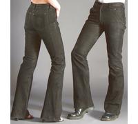 SKORPION RETRO Damen Nubuk Lederhose Hüfthose, Schlag - Lederjeans Motorradhose