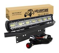 SKYWORLD 50.8 cm 420W LED Arbeitsscheinwerfer Bar 12V 24V Spot-Flood-Kombistrahl Zusatzscheinwerfer mit schwarzer Kennzeichenhalterung Toggle Switch Kabelbaum-Kit für LKW PKW ATV SUV 4x4 LKW Coche
