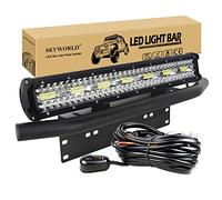 SKYWORLD 50.8 cm 420W LED Arbeitsscheinwerfer Bar 12V 24V Spot-Flood-Kombistrahl Zusatzscheinwerfer LED-Lichtleiste mit schwarzer Kennzeichenhalterung Kabelbaum-Kit für LKW PKW ATV SUV 4x4 LKW Coche