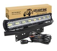 SKYWORLD 59 cm 480W LED Arbeitsscheinwerfer Bar 12V 24V Spot-Flood-Kombistrahl Zusatzscheinwerfer LED-Lichtleiste mit schwarzer Kennzeichenhalterung Kabelbaum-Kit für LKW PKW ATV SUV 4x4 LKW Coche