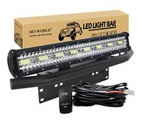 SKYWORLD 59 cm 480W LED Arbeitsscheinwerfer Bar 12V 24V Spot-Flood-Kombistrahl Zusatzscheinwerfer mit schwarzer Kennzeichenhalterung Rocker Switch Kabelbaum-Kit für LKW PKW ATV SUV 4x4 LKW Coche